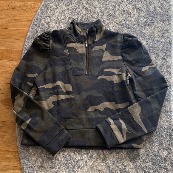 Generation Love Tops - Generation Love Nariah Puff Sleeve Fleece Camo Sweatshirt